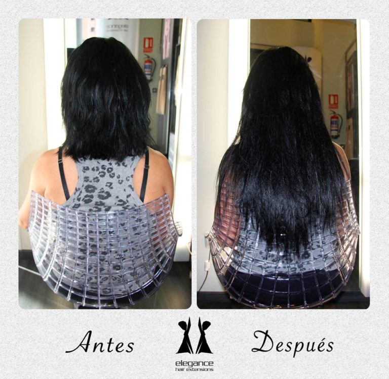 Sintético 90+ Foto extensiones en pelo corto antes y después Lleno