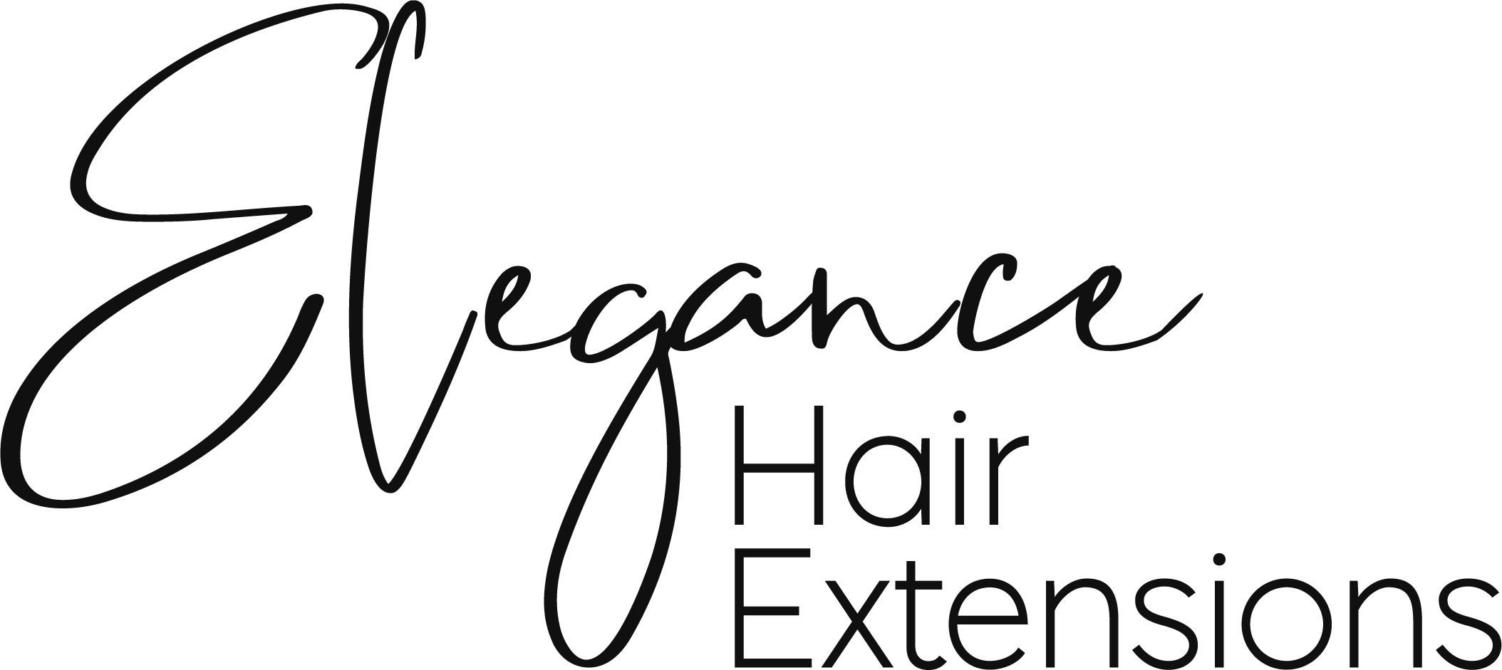 Logotipo de Elegance Hair Extensions, extensiones de pelo natural